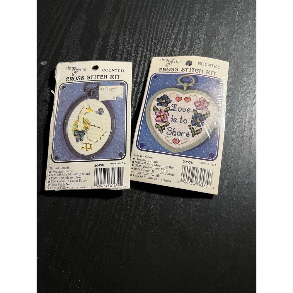 The New Berlin Co. 2 Counted Cross Stitch Kits Goose and Love is to Share